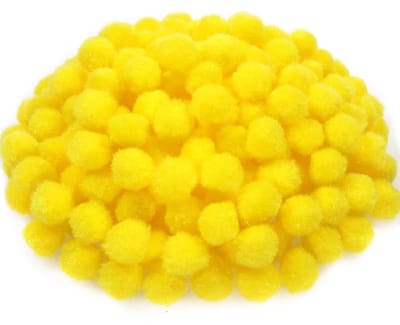 300 Stuks 2.5 cm Fluffy Pompoms in Lichtgeel voor DIY Knutselprojecten en Decoraties
