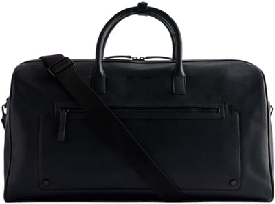 Ted Baker Leren Reistas LANDERS Recycled Leather Holdall Black Zwart