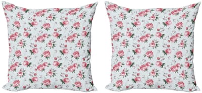 ABAKUHAUS Kussenhoes Shabby Flora – 2x45x45 cm – Mandelgroen Bleekroze