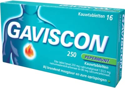 Gavison Pepermunt Kauwtabletten 250 mg - Maagzuurremmers - 3 x 16 stuks