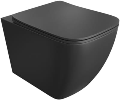 LAVITA® Compact Toiletpot Hangtoilet Onil Black - Zwart Mat - Hangend Rimless Randloos Toilet - Toiletbril Softclose zitting - Wandcloset Badkamer WC