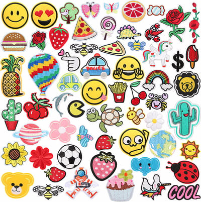 Eenhoorn/Regenboog/Dinosaurus/Smiley - 60 delige set - stof & strijk applicatie