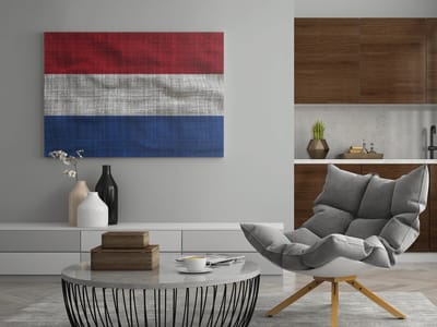 Canvas Schilderij - Nederlandse vlag- Wanddecoratie - 60x40 cm