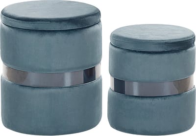 DORIS - Poef - Zeeblauw - Fluweel