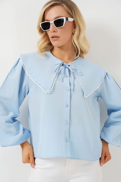 Poplin Baby Kraagshirt met Strik