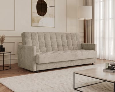 Slaapbank Tina met slaapfunctie en opbergruimte - 3-zits - 211 x 97 x 90 cm - Latte (Lincoln 09D)