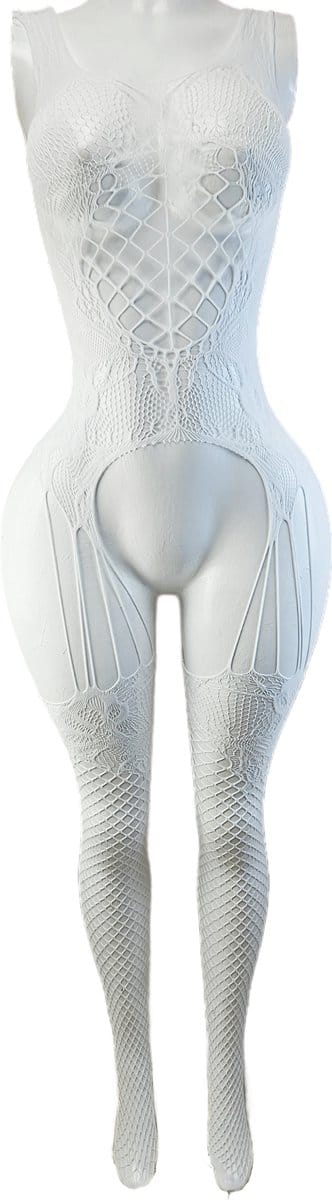 BamBella ® - Panty pak -Onesize - body suit - Dames - Onesize - Erotische jumpsuit van kant lingerie wit