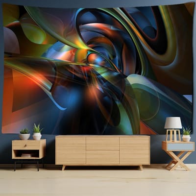 Driedimensionale Ruimte-tijd Tunnel Wandtapijt Wandhanger Geometrische Lijnen Hippie Bohemien Magisch Mysterieus Woonkamer Decor 95x70CM