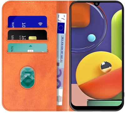 Geschikt voor Samsung Galaxy A50s Telefoonhoesje Bruin Kunstleer Met Magnetische Sluiting - Portemonnee BookCase Met Pasjeshouder - ProtX