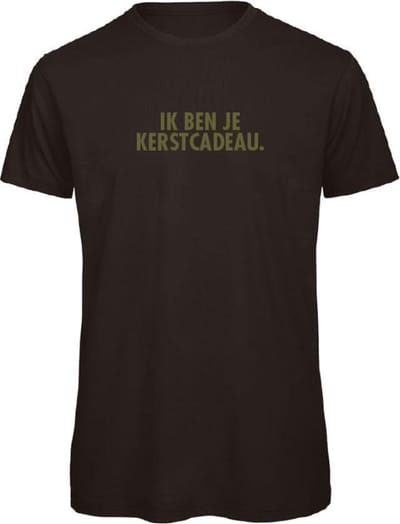Foute kersttrui t-shirt zwart L - Ik ben je kerstcadeau - olijfgroen - soBAD. | Kerst t-shirt soBAD. | kerst shirts volwassenen | kerst t-shirts volwassenen | Kerst outfit | Foute kerst t-shirts