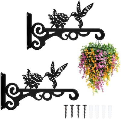 Dailygoods- Bloempotsteun Stevige IJzeren Muurhaak - Hangplant - Plantenhouder - Tuindecoratie - Decoratieve Wandhaak - Arabesk Design - Plantenhanger