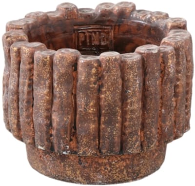 PTMD Elza Brown Cement Pot Round Organic Lines S