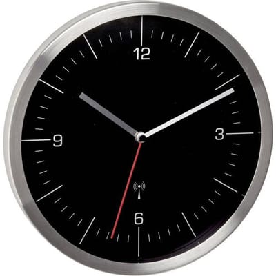 TFA Dostmann 60.3544.01 Wandklok Zendergestuurd 24.5 cm x 4.1 cm x 24.5 cm RVS Slepend uurwerk (geluidsloos)