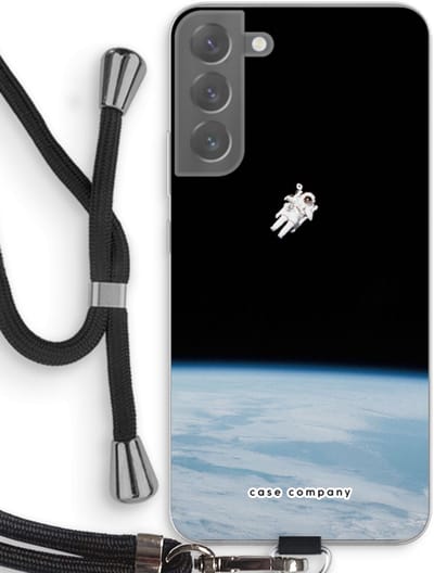 Case Company® - Hoesje met koord geschikt voor Samsung Galaxy S22 Plus hoesje met Koord - Alone in Space - Telefoonhoesje met Zwart Koord - Bescherming aan alle Kanten en Over de Schermrand