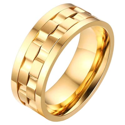 Mendes Jewelry heren ring Verguld Edelstaal Tandwiel-18mm