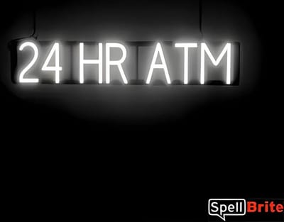 24 HR ATM - Lichtreclame Neon LED bord verlicht | SpellBrite | 83 x 16 cm | 6 Dimstanden - 8 Lichtanimaties | Reclamebord neon verlichting