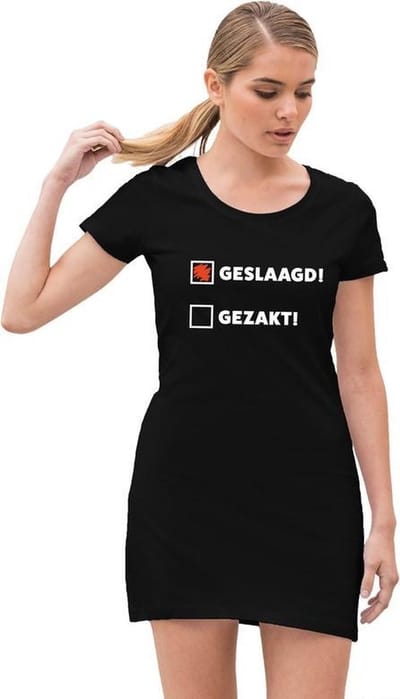 Geslaagd / gezakt jurkje zwart - dames - geslaagd feestje 38