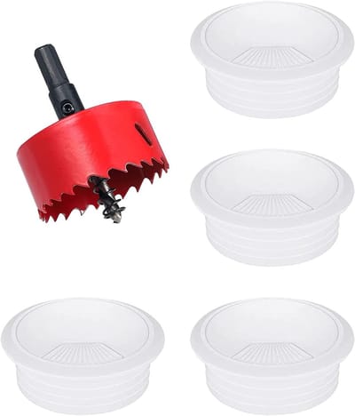 Ronde Tafel Kabeldoorvoer 80mm, 4 Stuks, Kabelmanagement voor Bureau, USB en Snoeren, Wit