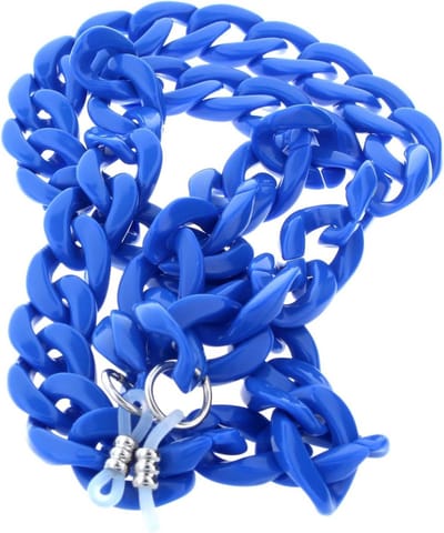 Stijlvolle Brillenketting van Kunststof met Rubberen Lus en Stopper in Blauw
