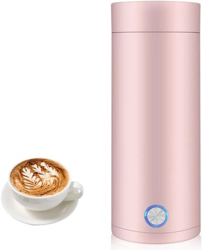 Elektrische waterkoker, kleine draagbare elektrische waterkoker, kookt water snel in 5 minuten, reiswaterkoker, elektrische waterkoker met automatische uitschakelfunctie, kan gebruikt worden voor het zetten van melk, koffie en thee, roze.