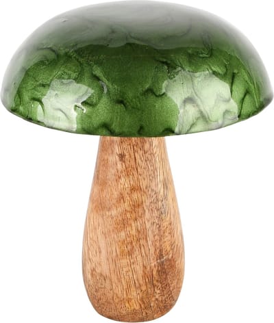 Dekoratief | Paddenstoel 'Blurry Green', hout/enamel, 12x12x14cm | A248346