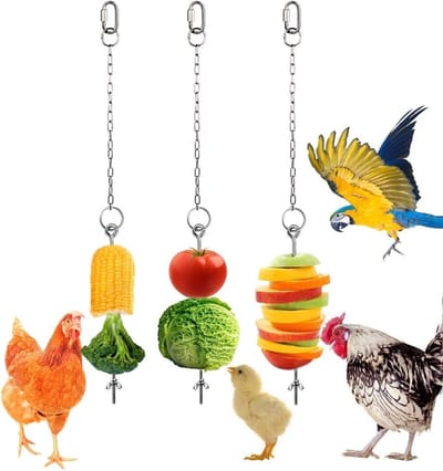 Kip Voedselhouder - Vogel Voederspies - Stimuleert Gedrag - Roestvrij Staal - 3 Stuks 20cm