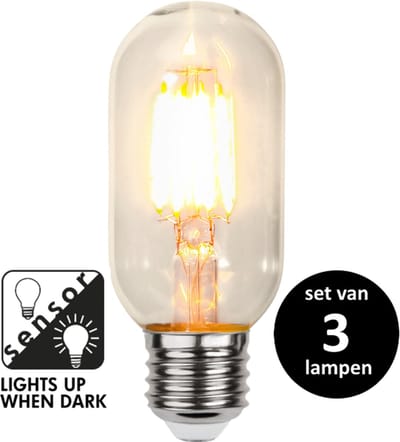 Sensor staaflamp dag/nacht - Filament 4W - set van 3