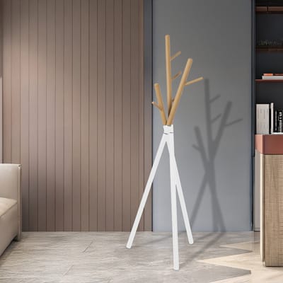 Kapstok Laerdal kledingrek 172x49x49 cm wit en houtkleurig [en.casa]