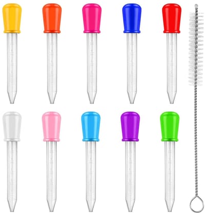 10 Stuks Silicone Pipet 5ml - Transparante Plastic Druppelaar met Reinigingsborstel voor DIY Creaties, Snoepvormen en Plantenzorg