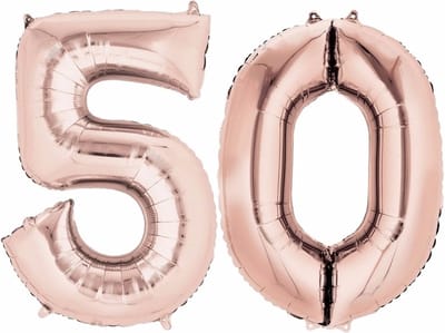 50 jaar verjaardag - Folie ballon cijfers - rose goud - 88 cm - versiering - feestarteikelen