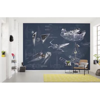 Fotobehang - Star Wars Blueprint Dark 400x280cm - Vliesbehang