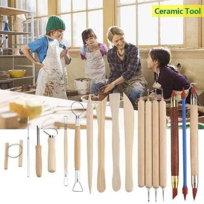 42-delige Keramiek Aardewerk Ambacht Gereedschapsset Klei Boetseren Snijden Modelleren Combinatie Gereedschapsset beige