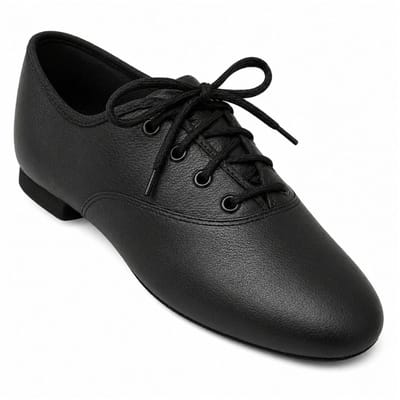 Jazzschoenen leer in zwart | Oxford met veters | Zwarte jazz schoenen met suède splitzool | Maat 28