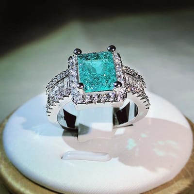 925 Nieuwe Collectie Met Katoenwol Imitatie Natuurlijke Paraiba Volledig Diamant Ring Voor Vrouwen Verjaardagsfeest Sieraden Cadeau 8 gray