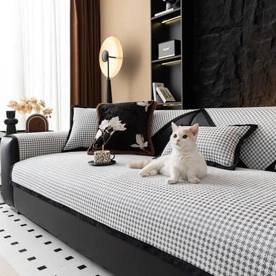 Vier Seizoenen Universele Chenille Bankhoes Bankkussen Luxe Gestreept Bankmat voor Woonkamer Antislip L-vormig Bankkussen 70x70cm 1pcs