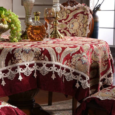 Luxe tafelkleden, rechthoekig, bruiloftsvierkant, theetafelkleed, feeststof, kant-jacquard, stoelhoes, set in rood 110x160cm-Rectangle rood
