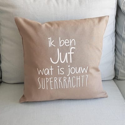 kussen kussenhoes juf cadeau bedankt verjaardag met tekst voor juf meester stage afscheid cadeau collega bedanken anders tekstbord man vrouw dames heren Juffendag cadeau Einde schooljaar juf