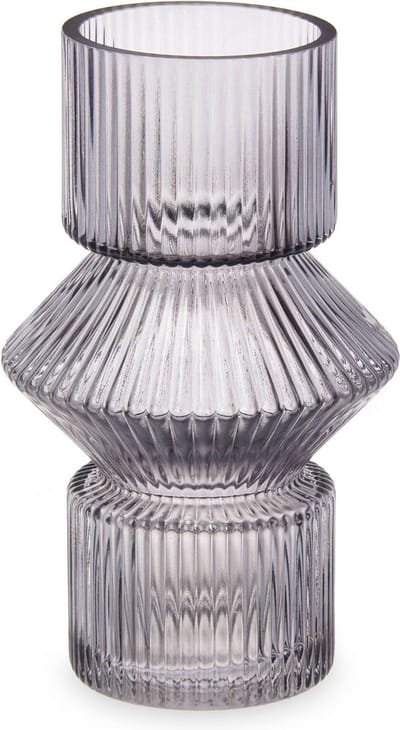 Vaas van geribbeld glas, 9,5 x 16,5 cm