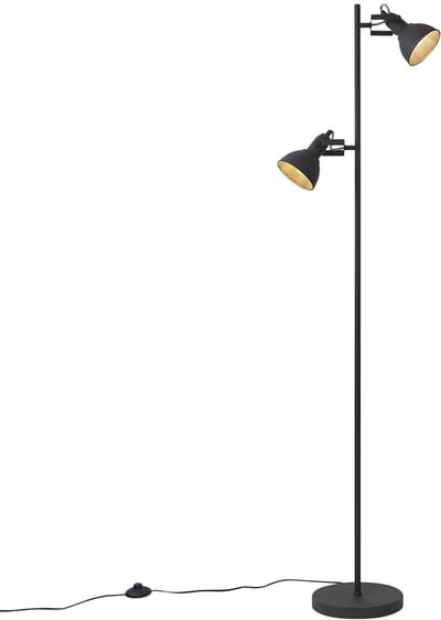 QAZQA jakub - Industriele Vloerlamp | Staande Lamp - 2 lichts - H 155 cm - Zwart - Industrieel - Woonkamer