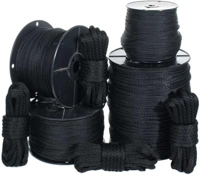Nylon Touw - Vlechtwerk Koord - Watersport Gebruik - Rotbestendig Materiaal - 5/16 Inch x 50 Voet - Zwart