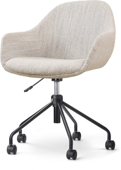 Nolon Nout-Mae Bureaustoel Beige Gemêleerd - Stof - Verstelbaar - Wieltjes - Zwart Onderstel - Design - Comfortabel
