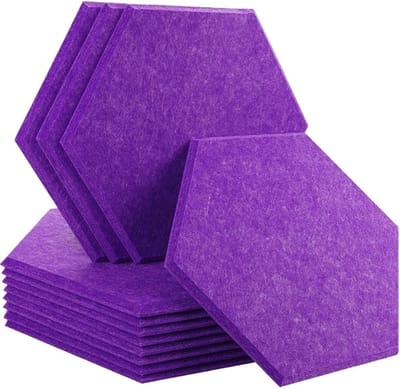 Geluidsabsorberende Panelen - Akoestische Isolatie - Studio Thuisopname - Superdichtheid 1cm - Groot Zeshoekig - Violet