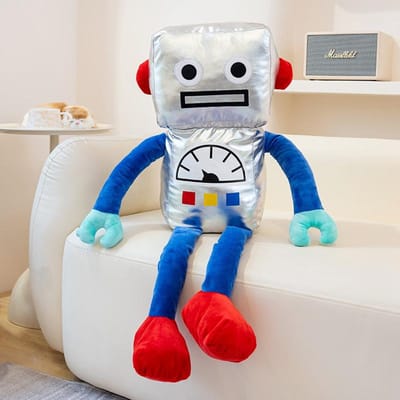60X25X16Cm Robot Humanoid Speelgoed Gevuld Gouden Zilveren Fantastische E.T. Kussen Pluche Benen En Armen Metgezel Cadeau 60x25x16cm