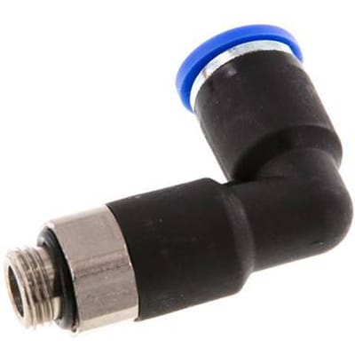 8mm x G1/8'' 90 graden L-verbinding Messing/PA 66 Insteekfitting Buitendraad Lange Behuizing Draaibaar NBR [2 Stuks]