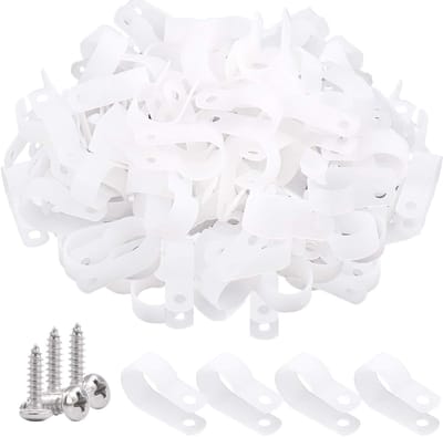 120 Stuks 5/8 Inch Witte Nylon Kabelclips met Schroeven voor Kabelbevestiging, Draad en Conduit Installatie