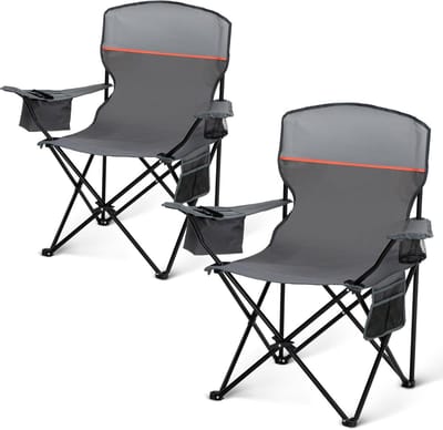Kampeerstoel Set - Opvouwbare Stoelen - Outdoor Ontspanning - Met Koeltas - 93 cm Hoog - Grijs