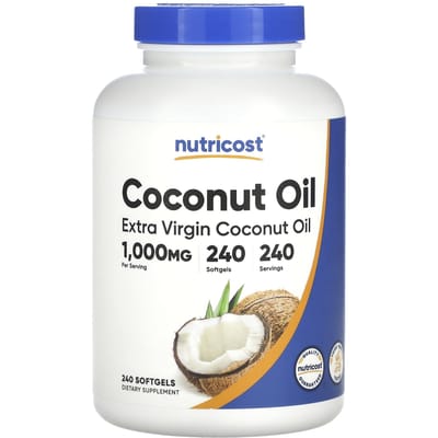 Nutricost, huile de coco extra vierge, 1 000 mg, 240 gélules