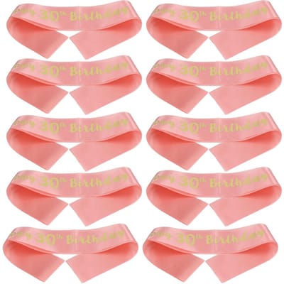 10 stuks Roze Verjaardagssjerp 30e Verjaardag Polyester Grote Letter Perfecte Maat 30e Verjaardagssjerp voor white