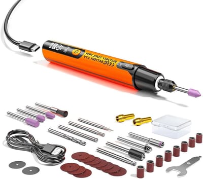 Draadloze Roterende Tool - Graveerpen Set - Modelbouw Reparatie - Zes Snelheden Verlichting - 3.2mm Klembereik - Oranje