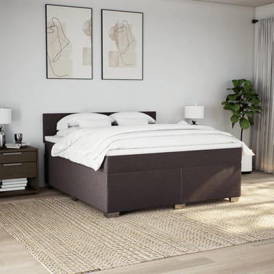vidaXL - Boxspring - met - matras - stof - donkerbruin - 180x200 - cm